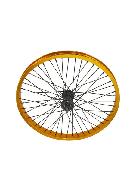 20 x 2.125 Alloy Front Wheel 48 Spoke 14gSS/Black 3/8 Axle Sealed Bearing Double Wall Gold.